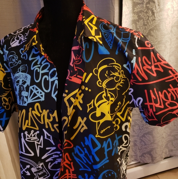 Men's Phat Farm Popeye Short Sleeve Shirts - size L - Picture 3 of 4